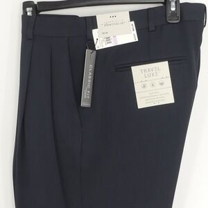 NWT Perry Ellis Portfolio Travel Luxe Pants Classic Fit Dark‎ Blue 32x34